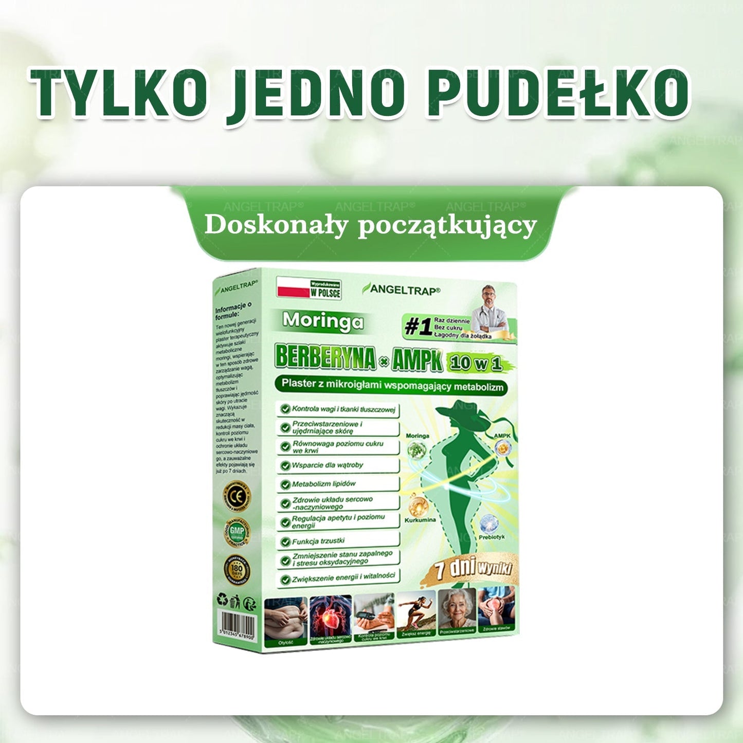 💜💜💜💜ANGELTRAP® Moringa × Berberyna × AMPK 10-w-1 Wsparcie metaboliczne, plaster z nanotechnologią mikroigłową 🇵🇱(Wystarczy raz dziennie, widoczne efekty w 7 dni) ✅ Na otyłość, wiotką skórę, cukrzycę, bezdech senny, problemy ze stawami i wiele innych